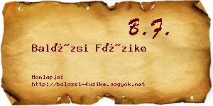 Balázsi Füzike névjegykártya